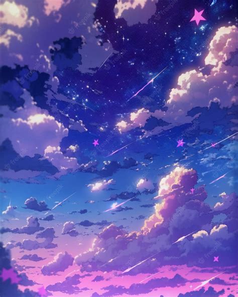 Premium AI Image | Anime landscape with a sky and stars