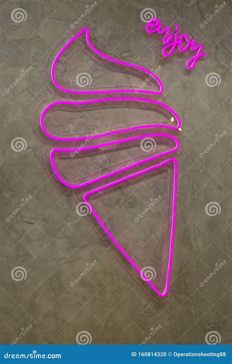 Neon Tube Shape, Ice Cream Cone Stock Photo - Image of design, color ...