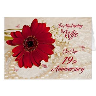 Wife on 19th wedding anniversary, a daisy flower card