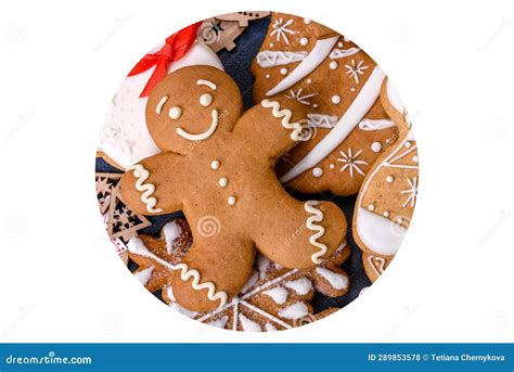 Christmas Homemade Gingerbread Cookies on Dark Concrete Table Stock ...