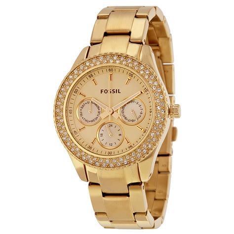 Fossil Stella Gold Dial Gold-tone Steel Ladies Watch ES3101 - Stella - Fossil - Watches - Jomashop