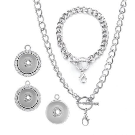 Snap Ginger Snap Jewelry Set 18mm Metal Button Pendant Necklace and ...