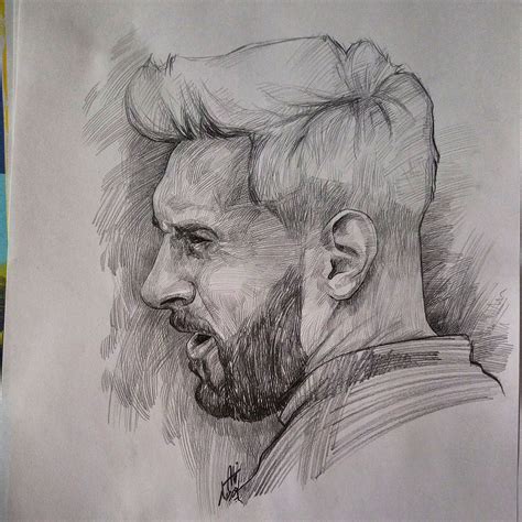 Messi Sketch at PaintingValley.com | Explore collection of Messi Sketch