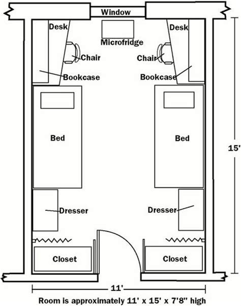 with the bunks we can put the desks and tv on the other side | Dorm room layouts, Dorm layout ...