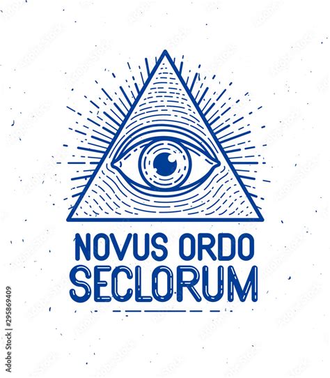 All seeing eye of god in sacred geometry triangle, masonry and illuminati symbol, vector logo or ...