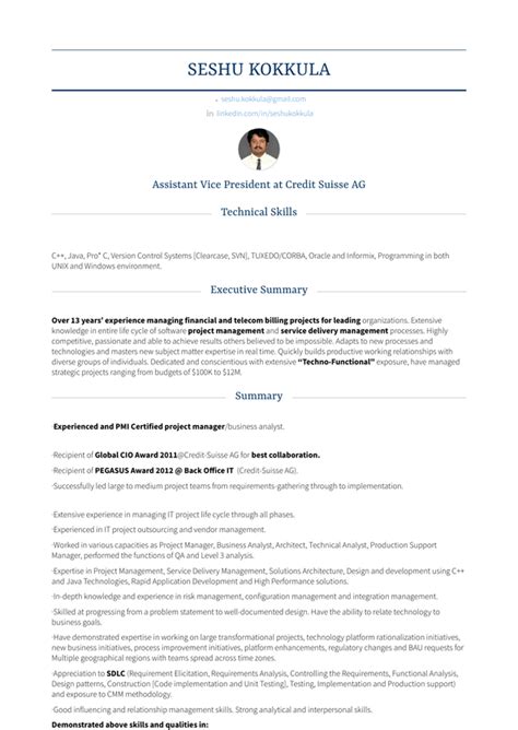 Assistant Vice President Resume Samples and Templates | VisualCV