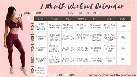 Emi Wong 1 Month Workout Plan - Google Drive | Month workout, Workout ...