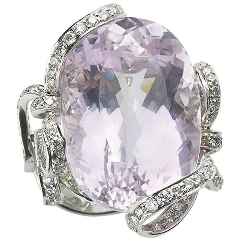 Kunzite Diamond Platinum Ring For Sale at 1stdibs