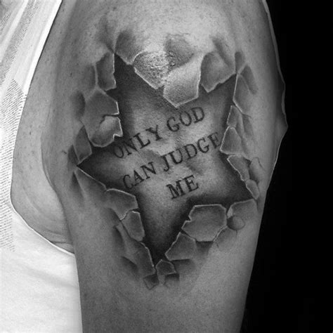 60 Only God Can Judge Me Tattoo Designs For Men - Quote Ink Ideas