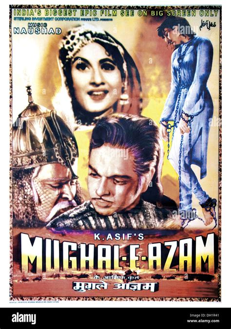 Indian bollywood hindi movie film poster of Mughal E Azam, K. Asif, Naushad, Dilip Kumar ...