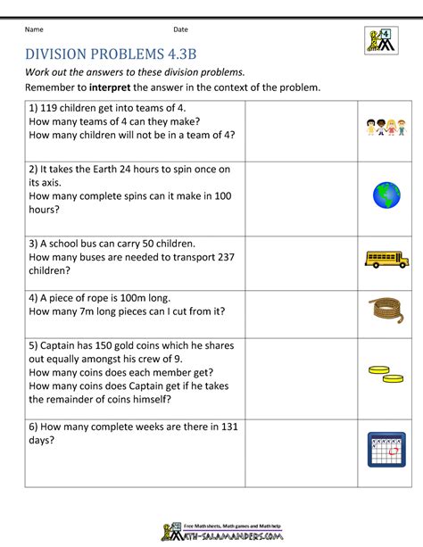 Math Worksheets For Grade 4 Multiplication And Division Word Problems ...