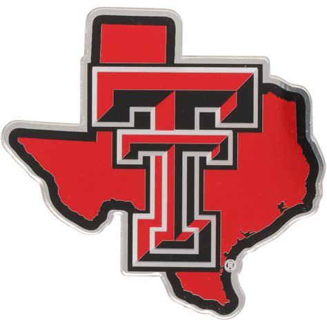 Texas Tech Red Raiders State Shape Acrylic Metallic Auto Emblem