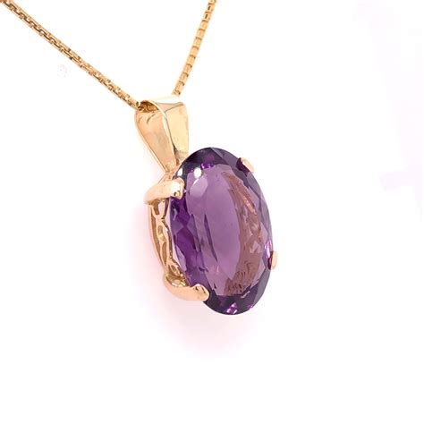 Large Oval Amethyst Yellow Gold Pendant For Sale at 1stDibs