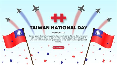 Taiwan national day background with flags and acrobatic jetplanes ...