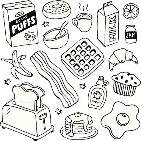 Food Colouring Pages Easy Dining Doodles Breakfast Lunch Dinner Food ...