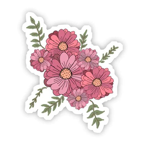Pink Multicolor Floral Sticker | Floral stickers, Cool stickers, Sticker art