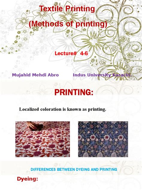 Textile Printing (Methods of Printing) : Lecture# 4-6 | PDF | Textiles ...