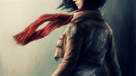 壁纸 : Mikasa阿克曼, 围巾, 短发, 黑发, 进攻的巨人, Attack on Titans, 动漫女孩 1920x1080 ...