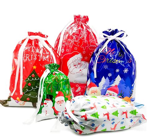 30Pcs Christmas Drawstring Gift Bags, Holiday Drawstring Bags Assorted ...