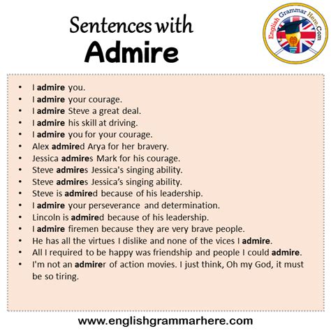 Sentences with Admire, Admire in a Sentence in English, Sentences For ...