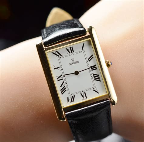 Solid 14K Gold Womens Concord Tank Watch 34 x 25 MM | Property Room