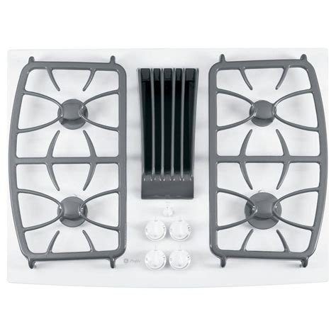 GE Profile 30 in. Gas-on-Glass Gas Cooktop in White with 4 Burners including a 11,000 BTU All ...