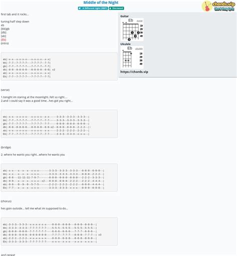 Chord: Middle of the Night - tab, song lyric, sheet, guitar, ukulele ...