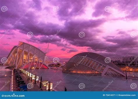 Purple skies over Valencia editorial photo. Image of futuristic - 75414371