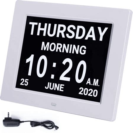 Digital Calendar Alarm Day Clock with 8" Large Screen Display, Am Pm, 5 ...