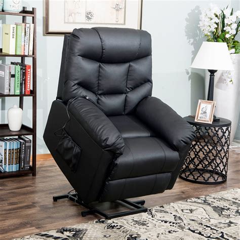 Clearance! Electric Lift Recliners for Elderly, Black PU Leather Lift ...