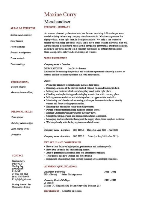 Merchandiser Resume Sample