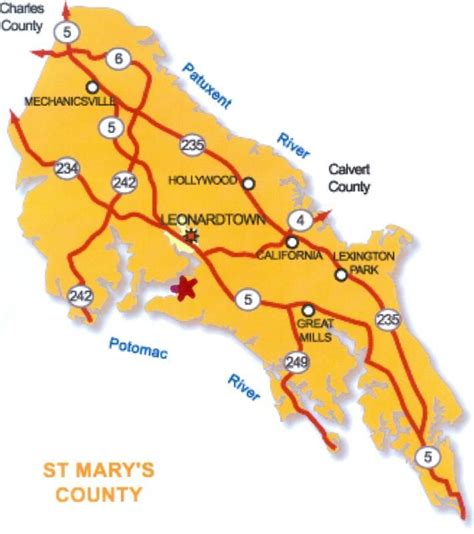 St. Mary's County, Maryland, County Map. | County map, Lexington park, Map