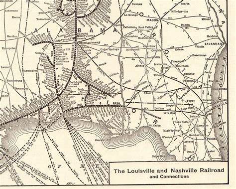 1914 LOUISVILLE and NASHVILLE RAILROAD Map Black White Gallery | Etsy