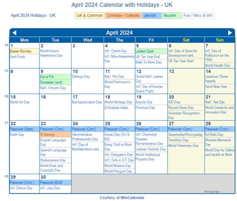 Wincalendar April 2024 With Holidays - Datha Jacquelynn