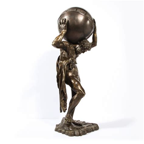 Midcentury Bronze Sculpture of Atlas Holding Globe Banded with Zodiac Symbols at 1stDibs | atlas ...