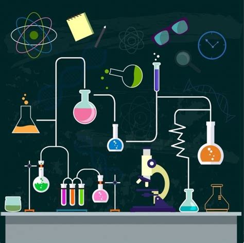 Chemistry background experiment process decor lab tool icons Free ...