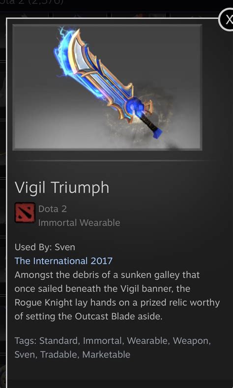 Dota 2 : Vigil Triumph (Sven Immortal), Video Gaming, Gaming Accessories, In-Game Products on ...