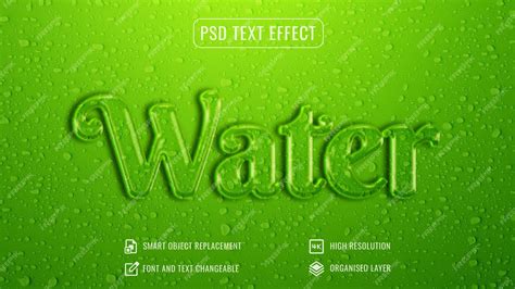 Premium PSD | Water drop text effect mockup template