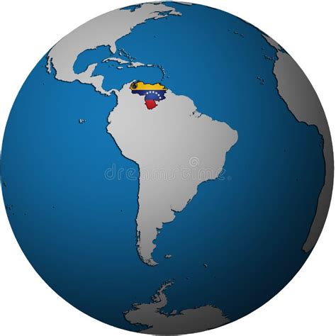 Venezuela Flag on Globe Map Stock Illustration - Illustration of ...