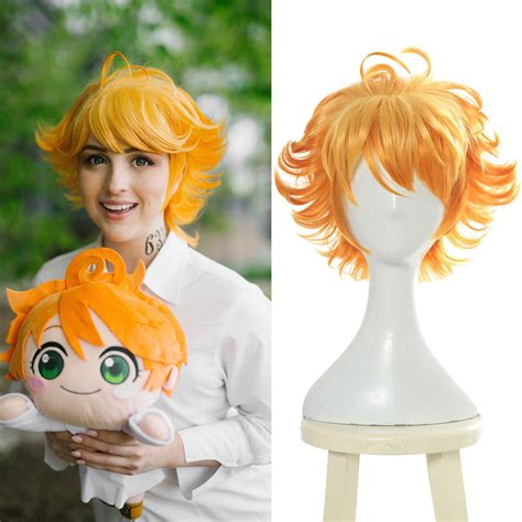 The Promised Neverland Emma Cosplay Wig Short Orange Ombre Hair ...