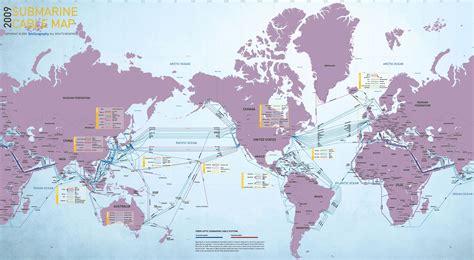 2009 Submarine Cable Map | Visual.ly | Submarine cable, World map picture, Infographic map