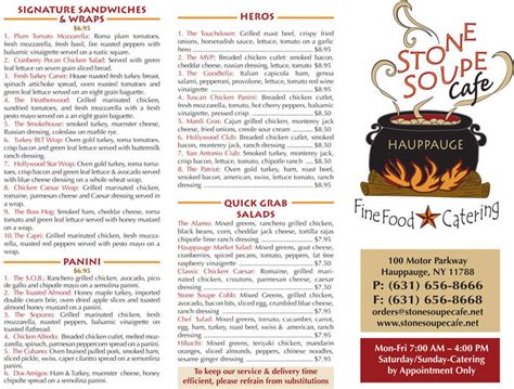 Menu - Stone Soupe Cafe