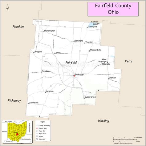 Fairfield County, OH Zip Code Wall Map Red Line Style By, 54% OFF