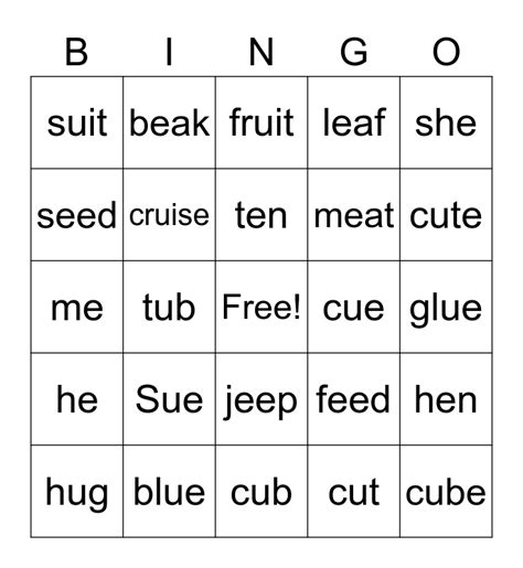 PHONICS BINGO Card