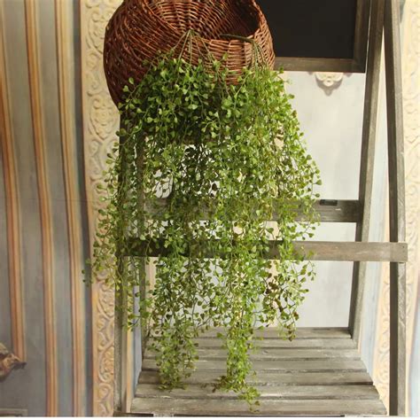 74cm Green Artificial Plants Wall Hanging Vine Plastic Leaves Rattan ...