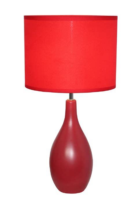 Simple Designs Red Oval Base Ceramic Table Lamp