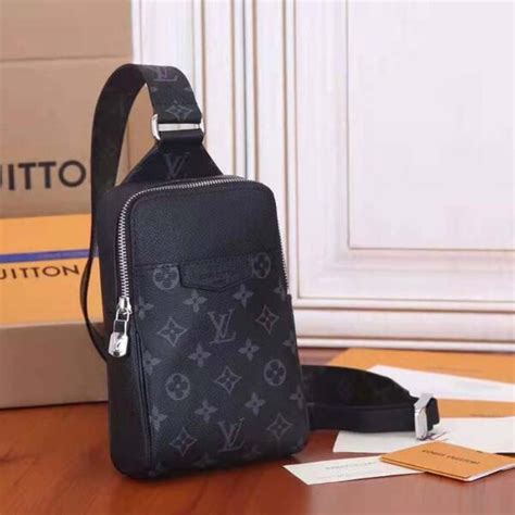 Louis Vuitton LV Unisex Outdoor Sling Bag Taigarama Noir Black Coated ...