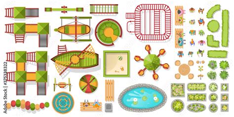 Vector set. Playground. Top view. Playgorund element for kids set ...