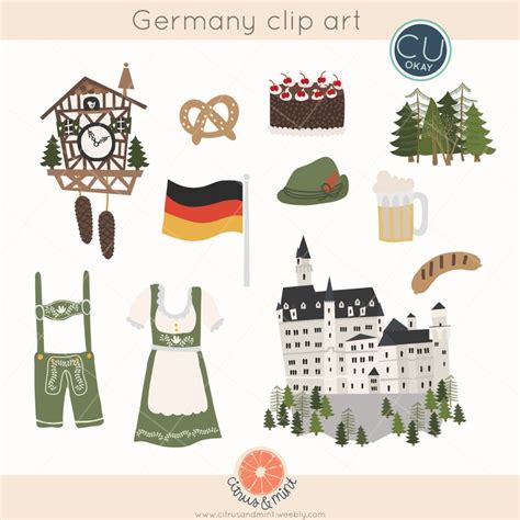 Germany Clip Art Graphics Hand-drawn Digital Illustrations Commercial ...