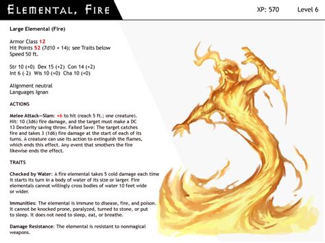 DnD-Next-Monster Cards-Elemental Fire by dizman on DeviantArt